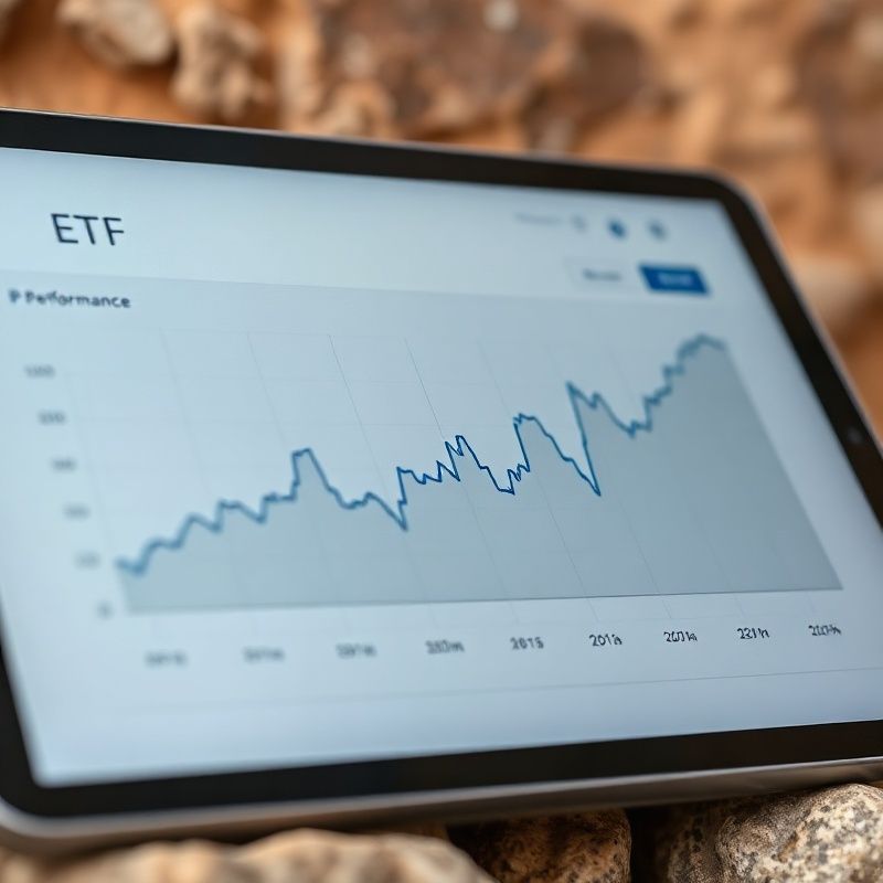 Zaslon tableta s linijskim grafikonom uspješnosti ETF-a